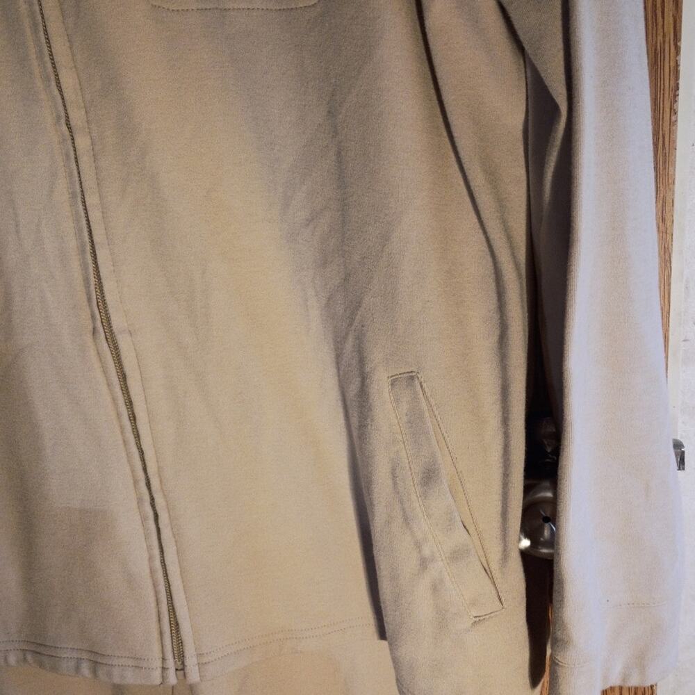 Appleseeds Cotton Lounge Set 2 Pc Zip Top Pants Pockets Comfort Wear L Neutral - Picture 9 of 13